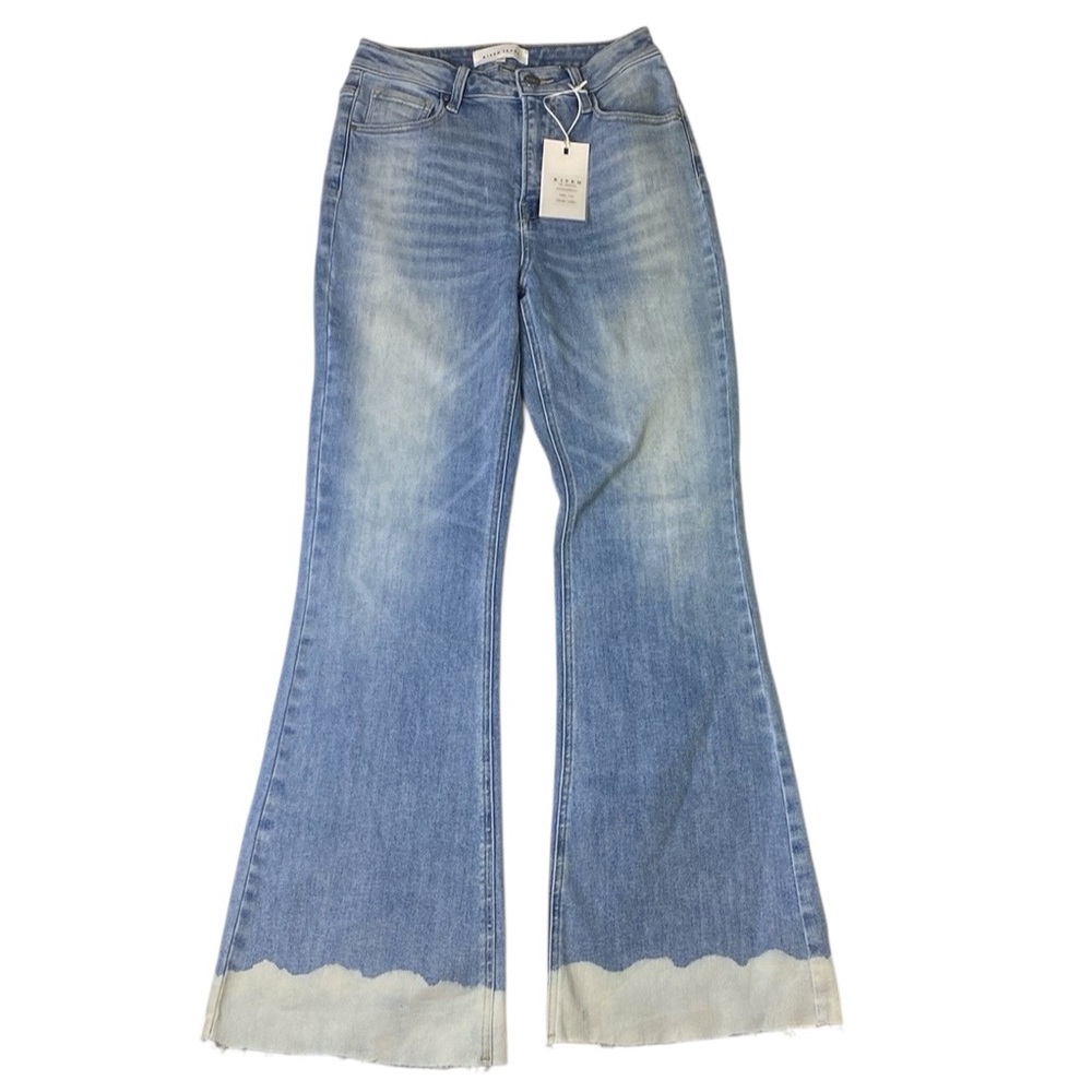 Risen Bleached Hem High Rise Flare Jeans